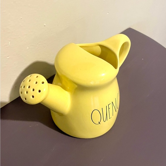 RAE DUNN Water Pitcher Yellow QUENCH Planter Plants Home Decor Garden Artisan - Picture 4 of 8